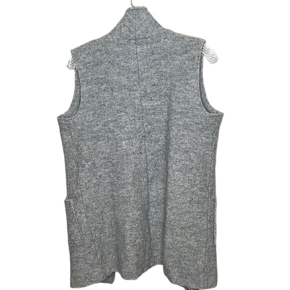 Tahari Long Open Front Grey Wool Duster Cardigan Sweater. Size Medium. - Picture 7 of 10